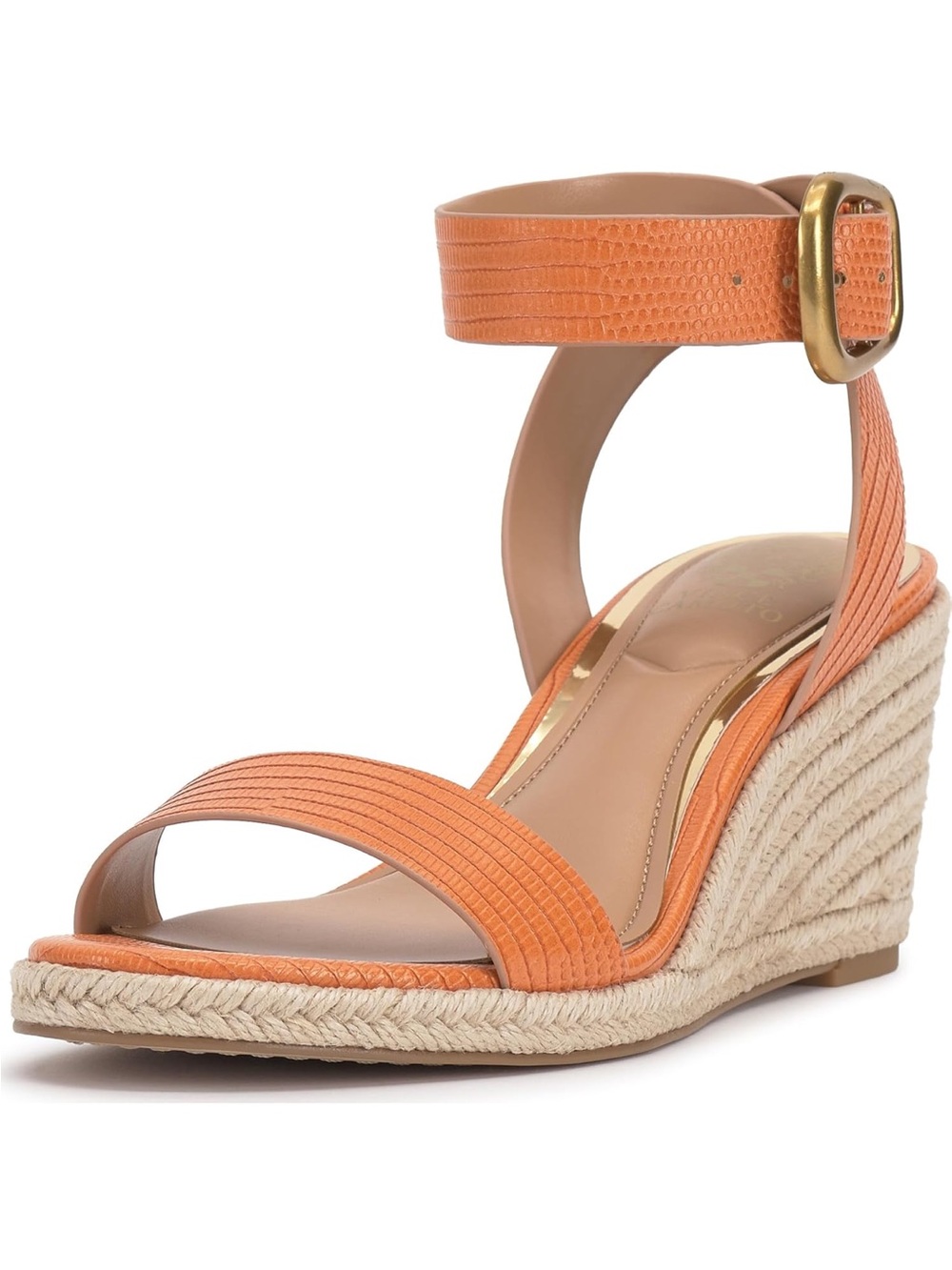 Vince Camuto Orange Textured Espadrille Wedge Sandals